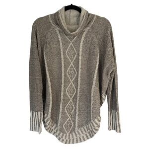 Maddison Boho Oversized Chunky Knit Turtleneck Sweater Cozychic Poncho